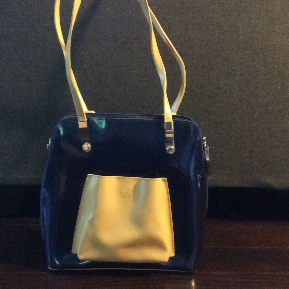 Blue and Beige Beijo Shoulder Bag